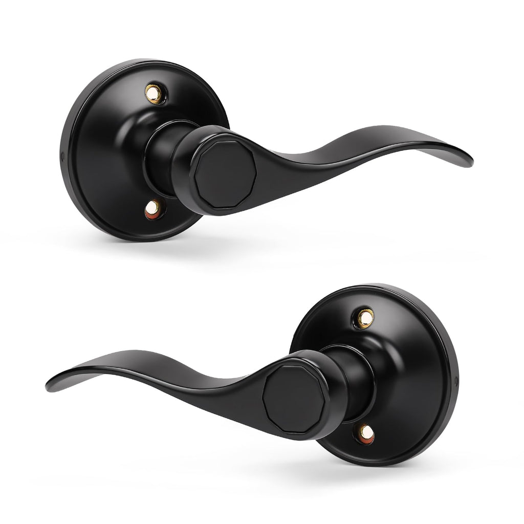 10 Set Dummy Lever Door Handles with a Black Finish, No-Functioning Pull Only Door Leversets(10 Left + 10 Right)
