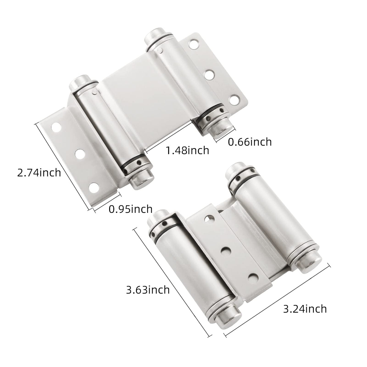 3" Double Action Spring Hinge, Self Closing Saloon Door Hinges, 2 Pack