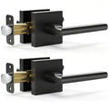 2 Pack Matte Black Passage Door Lever,Interior Non-Locking Leversets