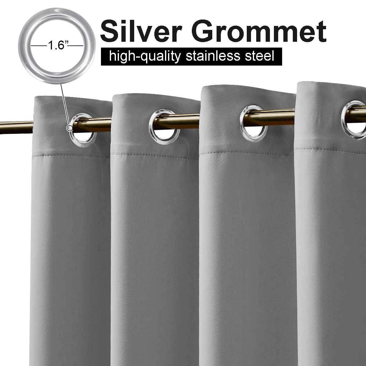 Outdoor Curtains Sunblock with Rustproof Grommet Top and Bottom 2 Panels, Thermal Insulated Fixed Windproof Blackout