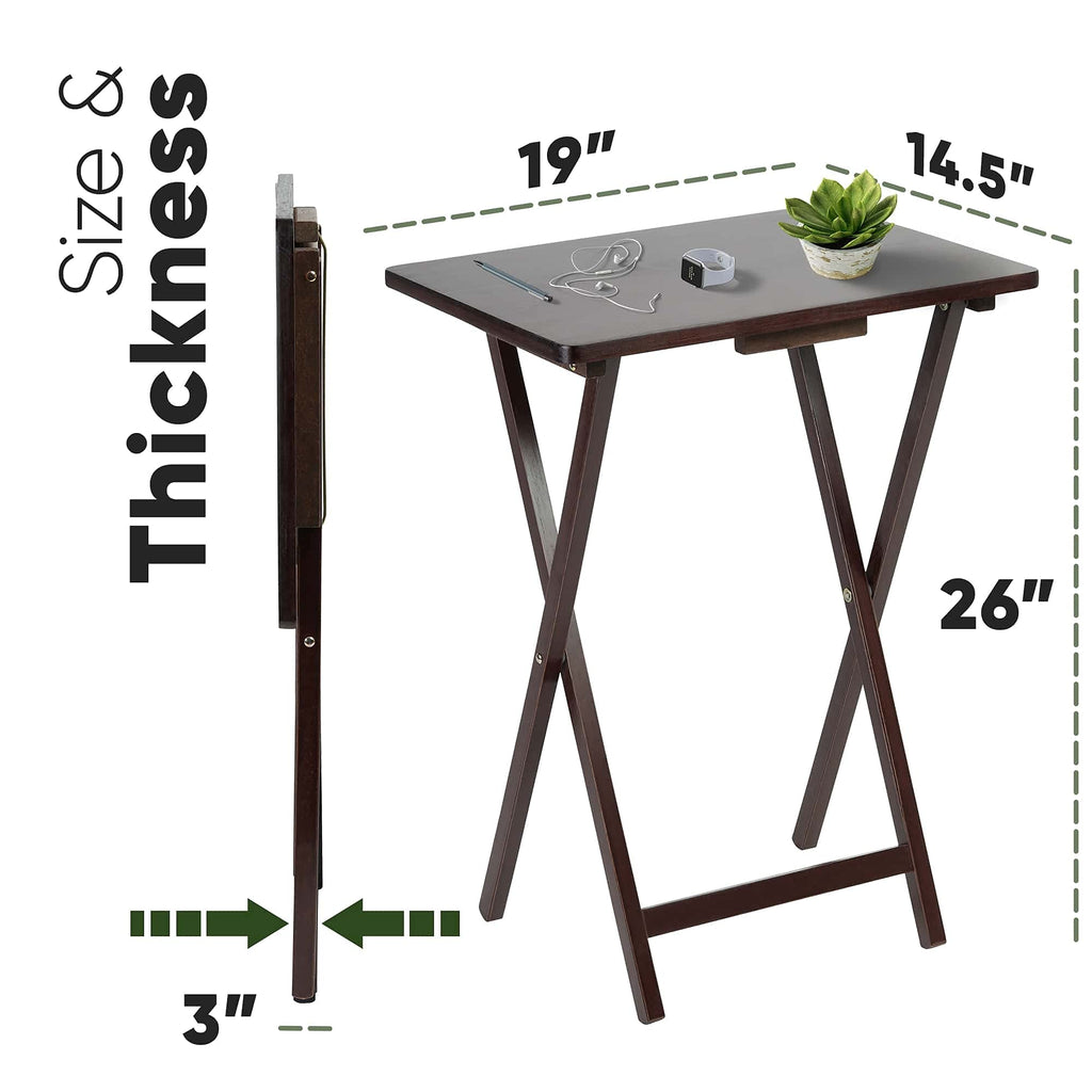 Folding TV Tray Set of 2 - Espresso Wood Tables
