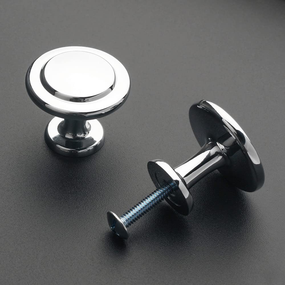 10 Pack Polished Chrome Cabinet Knobs Pull Round Single Hole 1960
