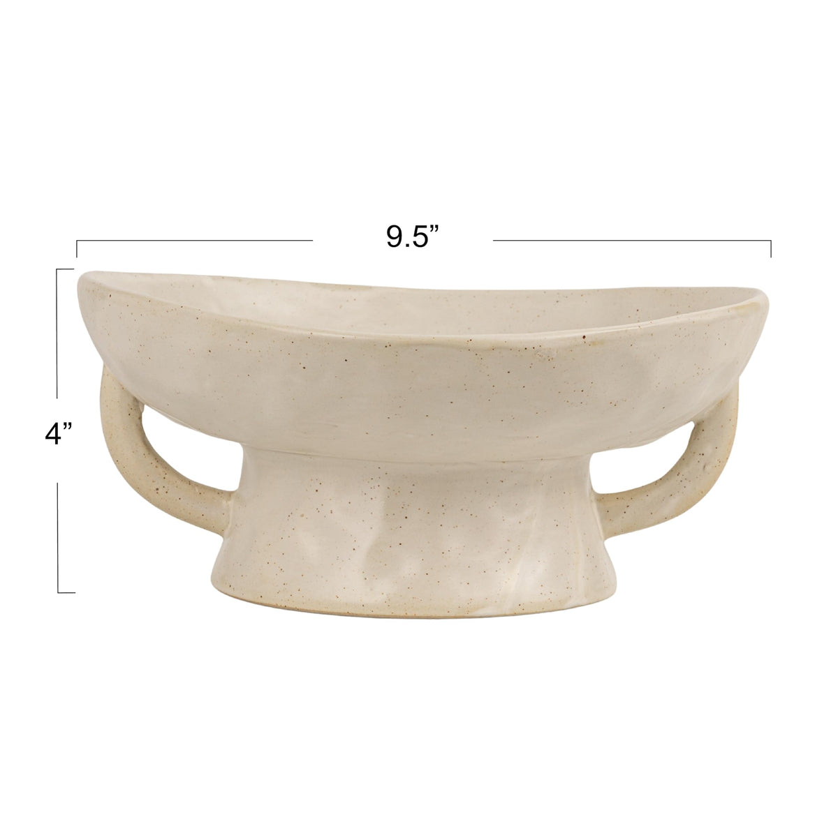 Co-Op Stoneware Footed Pedestal Bowl with Handles, Reactive Glaze, White