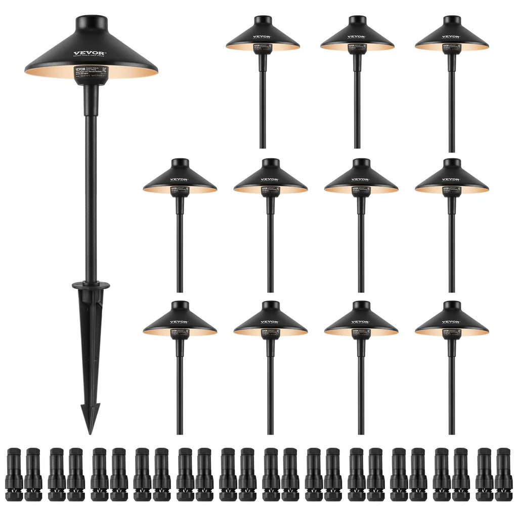 12 Pack Low Voltage Landscape Path Lights, 3W /DC Outdoor LED Pathway Lighting, 3000K Warm White