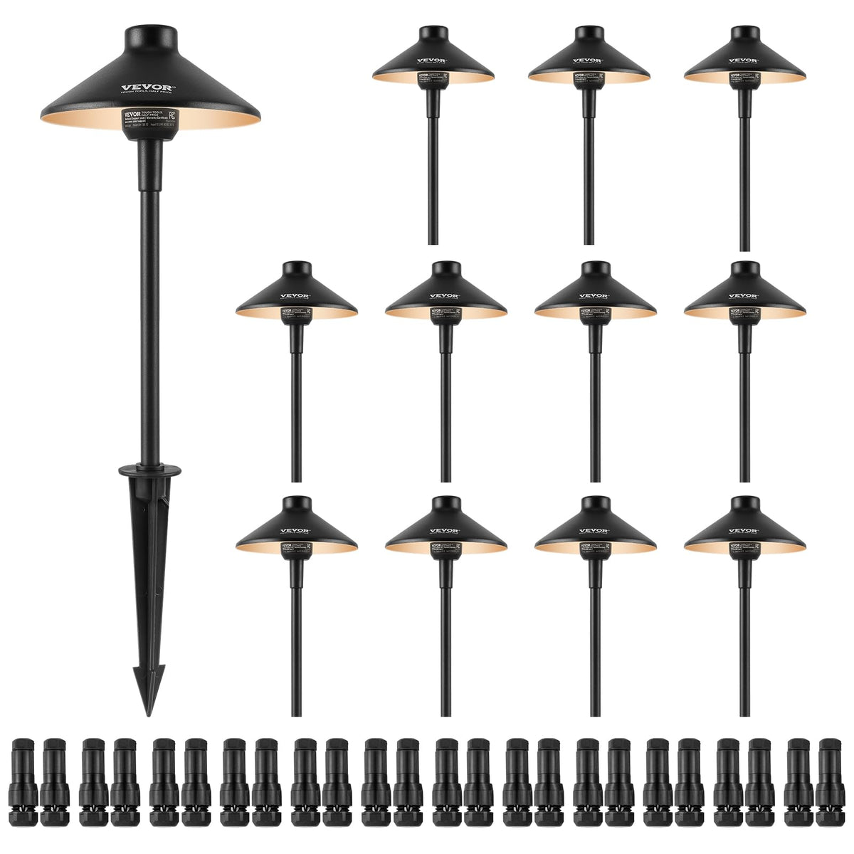 12 Pack Low Voltage Landscape Path Lights, 3W /DC Outdoor LED Pathway Lighting, 3000K Warm White