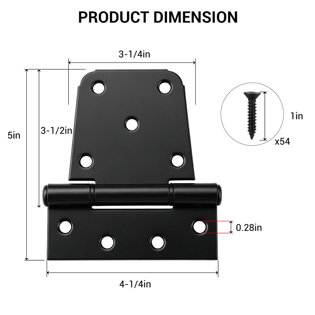 3-1/2" Heavy Duty Gate Hinges, 6 Pack T Strap Hinge