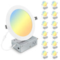 12 Pack 7 Inch 3CCT Ultra-Thin LED Recessed Light with Junction Box, 3000K/4500K/6000K Selectable, 18W Eqv 125W
