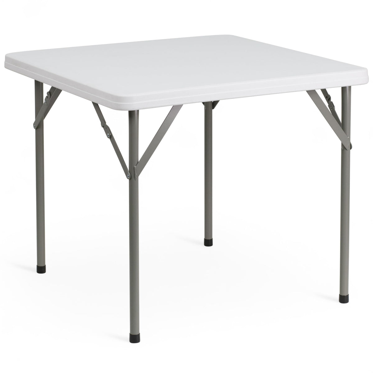 Elon Square Plastic Folding Table, Portable Dining Card Table for 4 People, Indoor-Outdoor Use, 34.25", Granite White