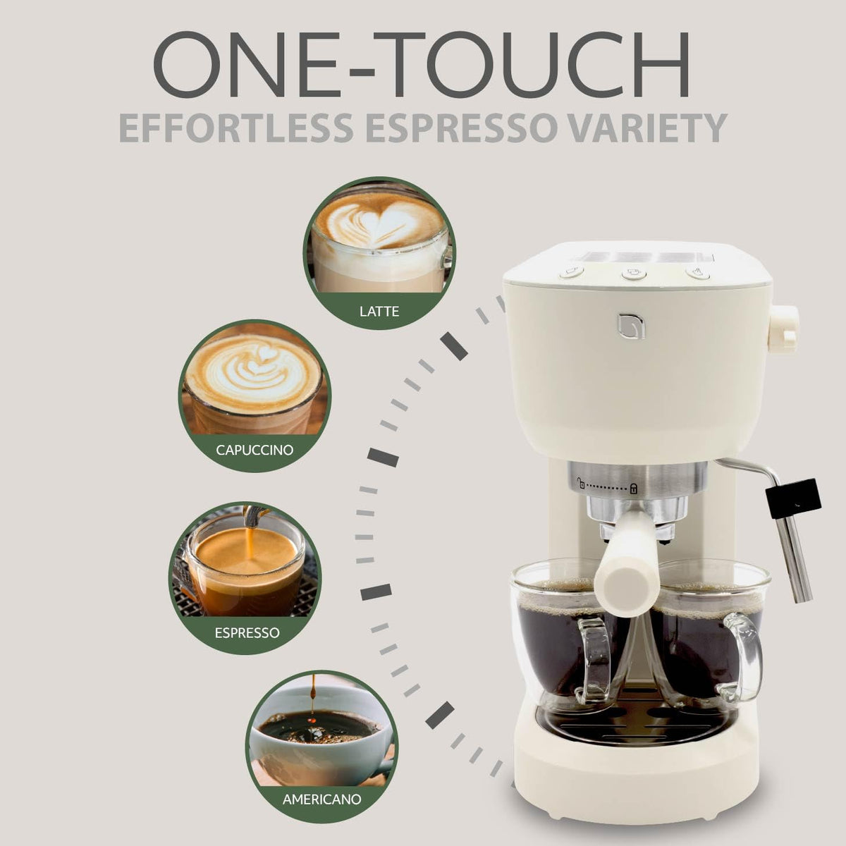 Eco Series Espresso Machine with Milk Frother & Built-In Tamper, 15 Bar Coffee Maker with Hot Water Dispenser, 40oz