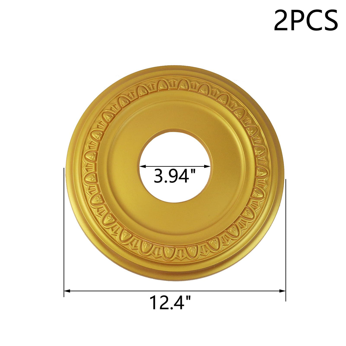 2PCS Gold Decorative Ceiling Medallion, 12.4" OD x 3.94" ID