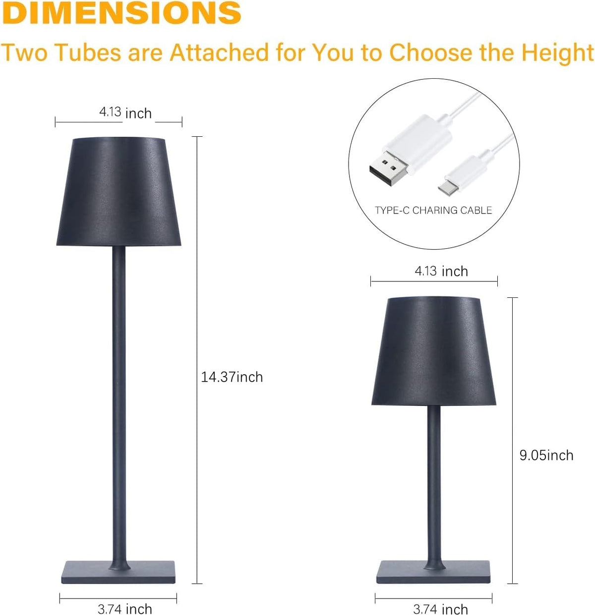 2 Pack Cordless Table Lamps, 3 Colors Stepless Dimming, 5000mAh Rechargeable Battery LED Desk Lamp /Couple