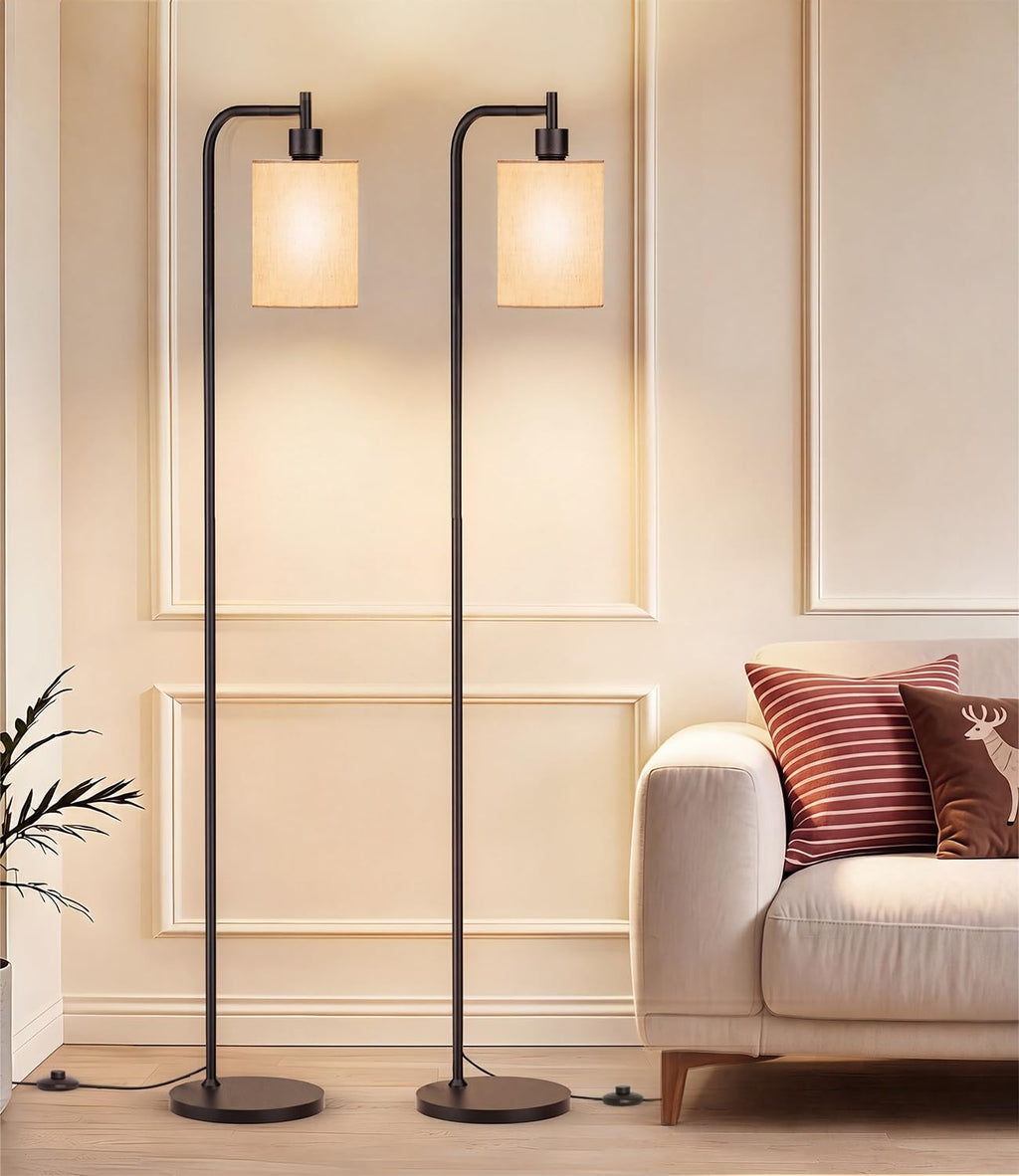 Floor Lamps with Linen Shade Bedroom Corner