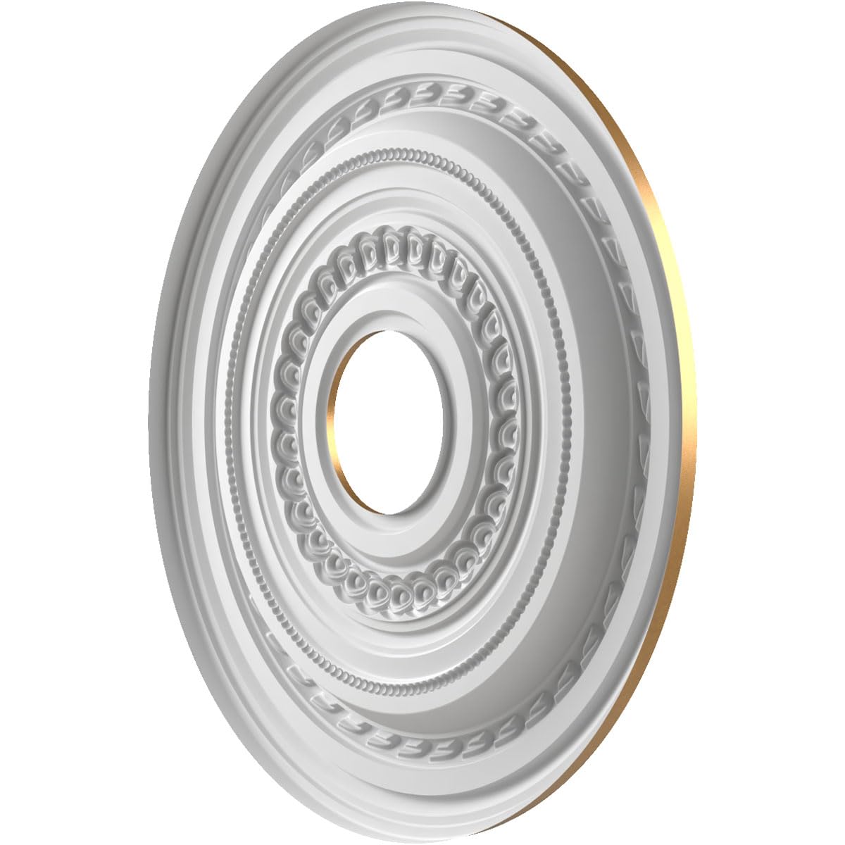 Cole Thermoformed PVC Ceiling Medallion (Fits Canopies up to 4 1/2"), 16"OD x 3 1/2"ID x 1"P, Bright Coat