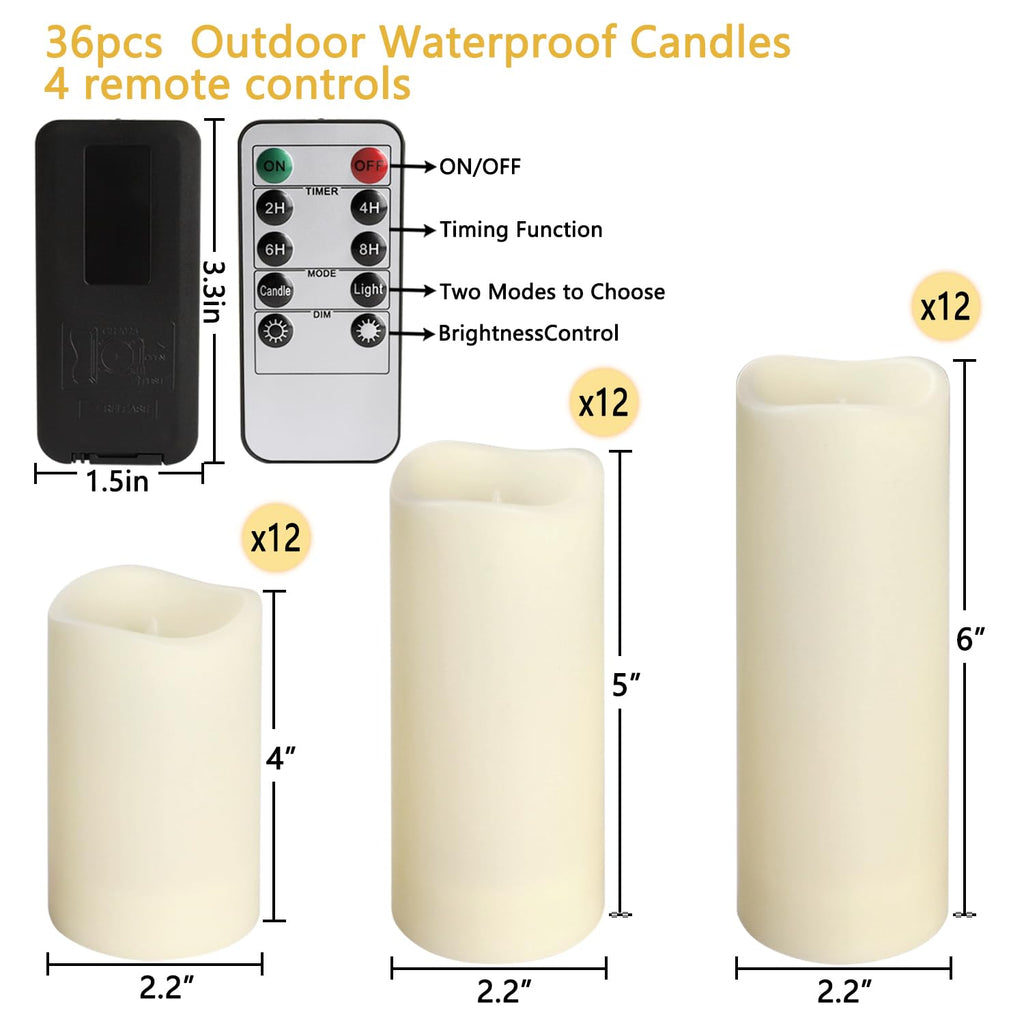 36-Pack LED Flameless Candles with Remote Control - Perfect, Parties, and Special Occasions - Create a Magical