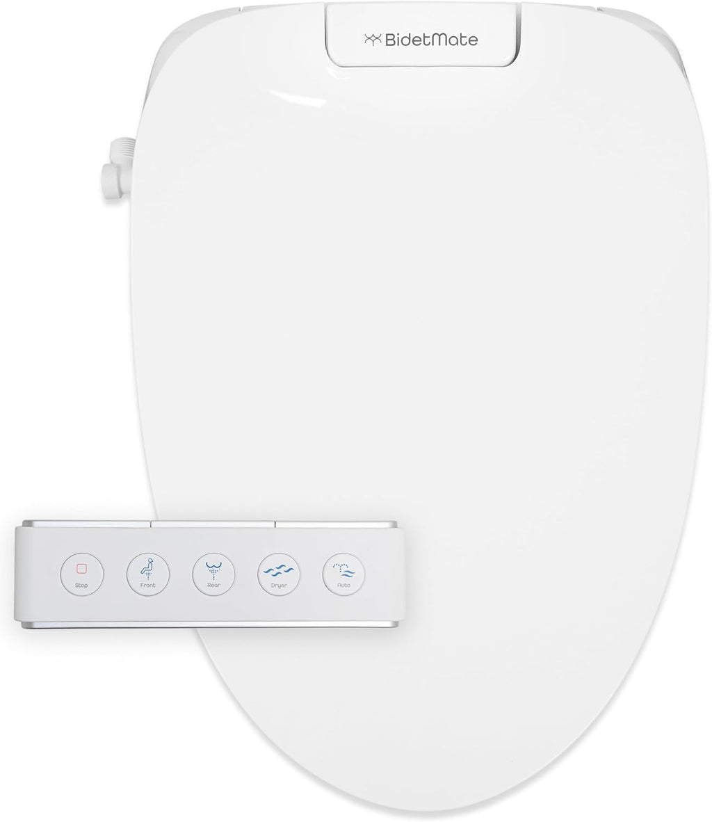 Elongated Electric Smart Bidet Toilet Seat with Auto Open and Close Lid, Unlimited Heated Water, Warm Air Dryer, Remote Control, Self-Cleaning Nozzle