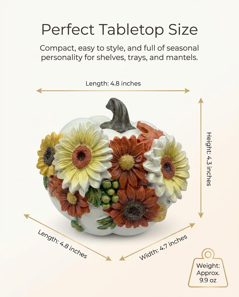 Fall Decorations Floral Pumpkin Figurine Harvest Tabletop Decor