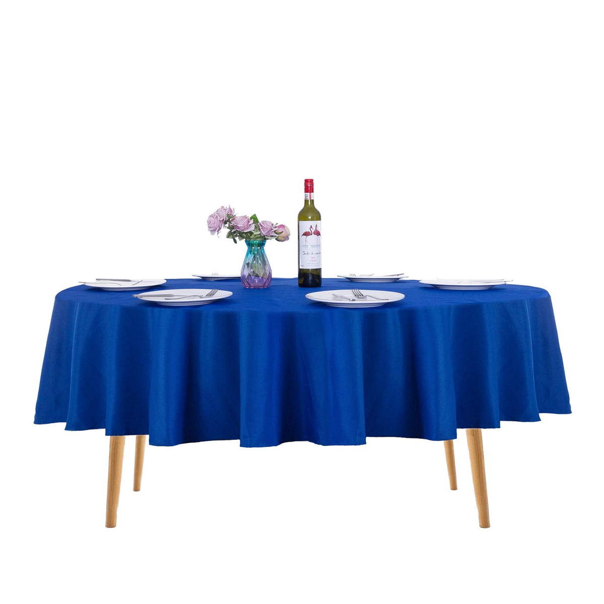 2pack 90 Inch Royal Blue Round Tablecloth in Washable Polyester Fabric for Wedding/Banquet/Restaurant/Parties