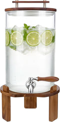 Beverage Dispenser, 2.1Gallon Glass Drink Dispenser with Stand, Stainless Steel Spigot