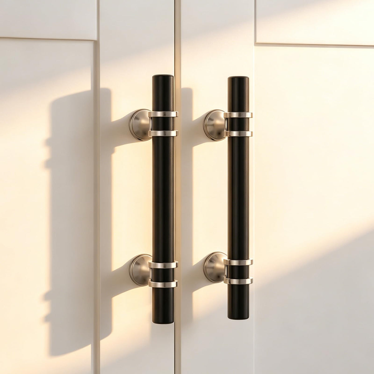 40 Pack 3 Inch Hole Center Black and Silver Cabinet Pulls