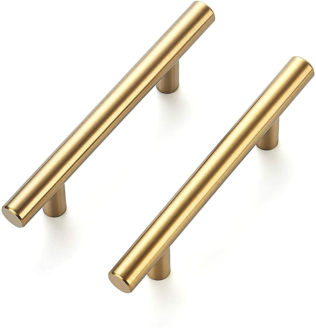 Brushed Brass Cabinet Handles Round Drawer Pulls 6 Inch 5 Pack