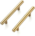 Brushed Brass Cabinet Handles Round Drawer Pulls 6 Inch 5 Pack