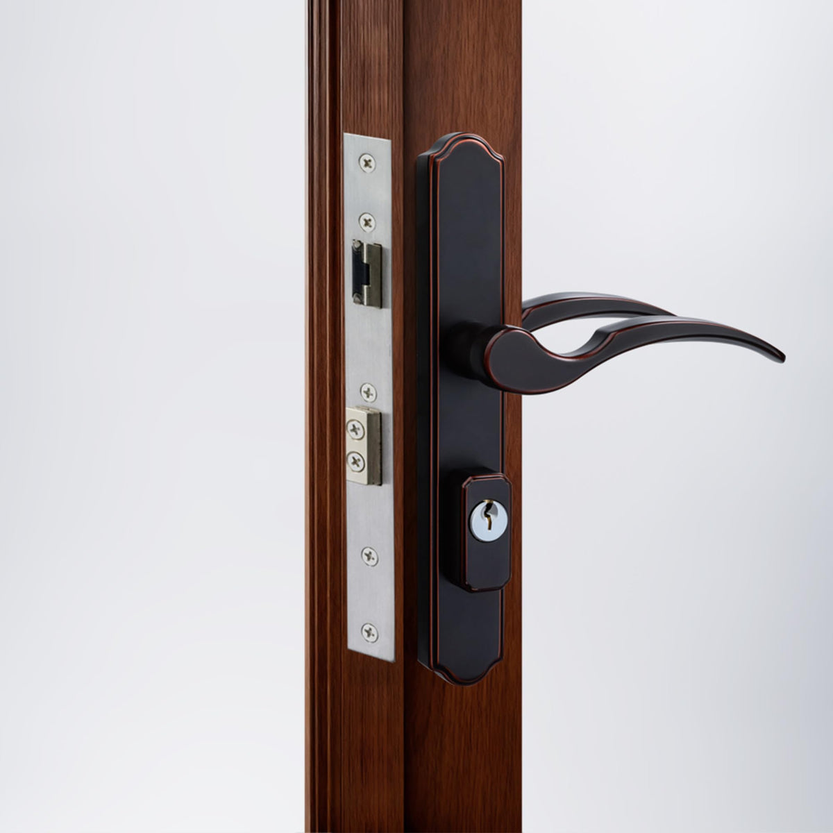 Oil Rubbed Bronze Storm Door Handle Set with Lock and Key