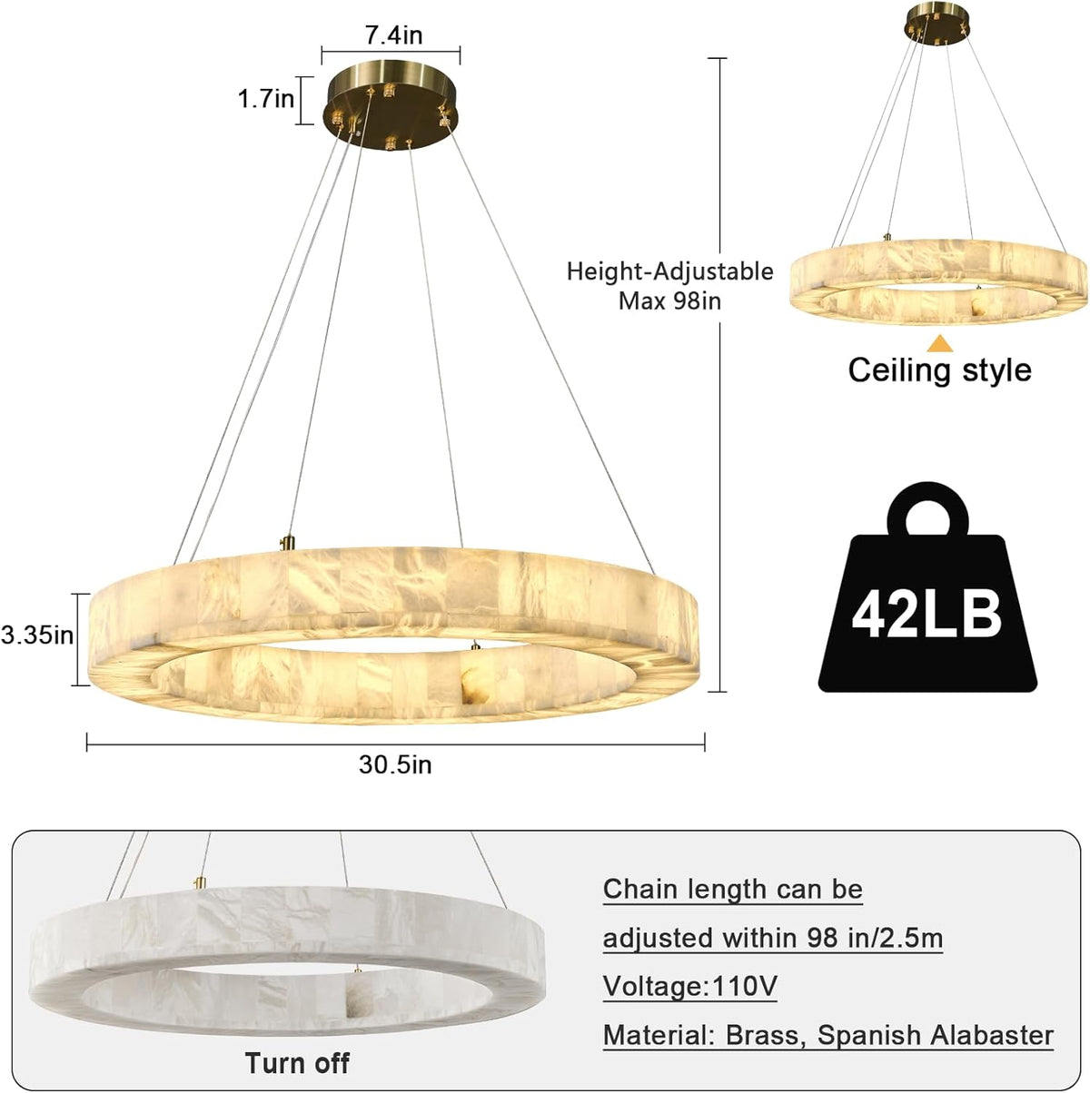 30.5" Modern Round Chandelier