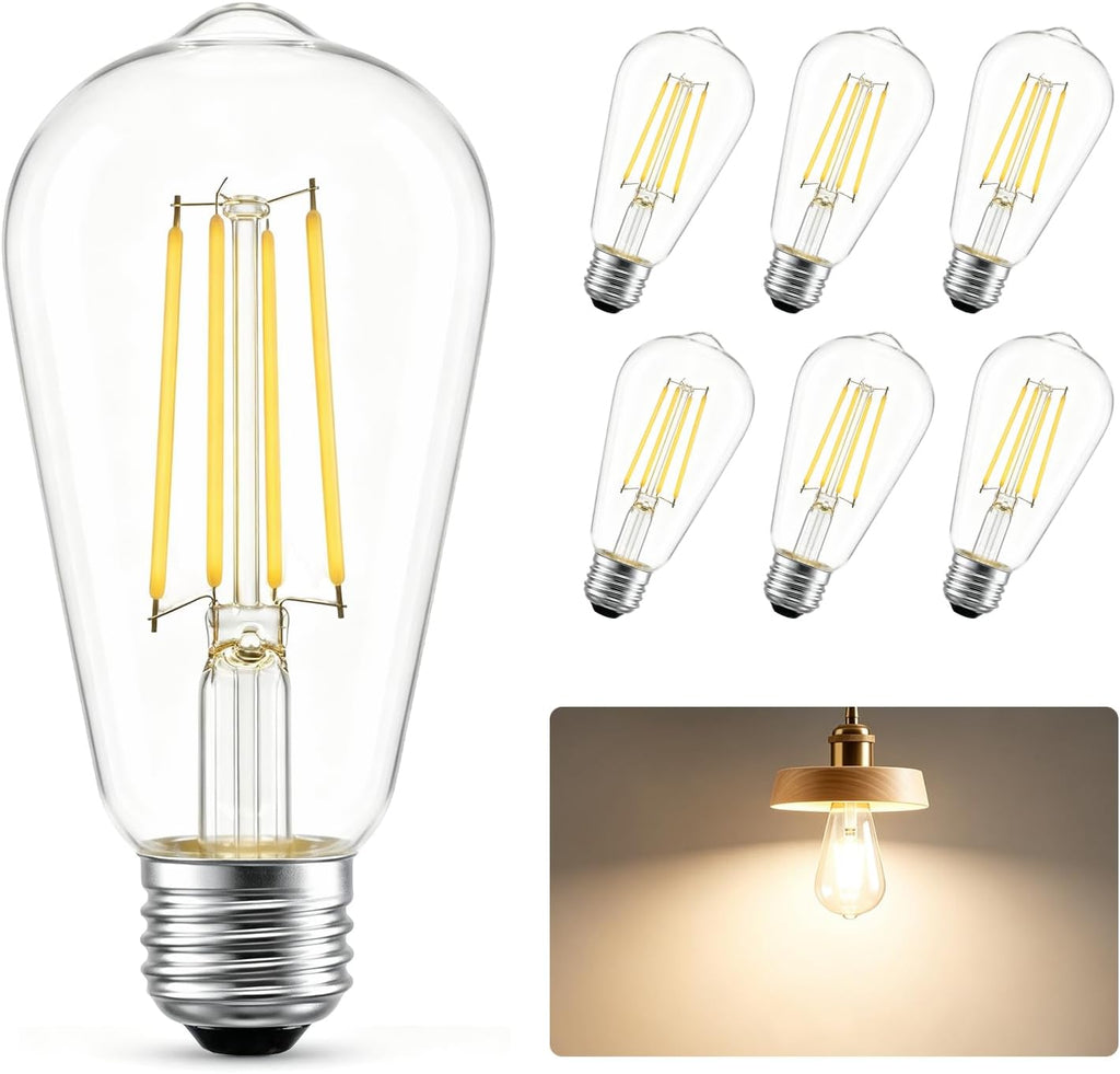 6Pack ST58/ST19 Vintage LED Edison Bulbs