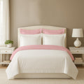 5PC Reversible Duvet Cover Set Alaskan King 132x120 - 100% Egyptian Cotton, Sateen, Ultra Soft & Breathable, Zipper