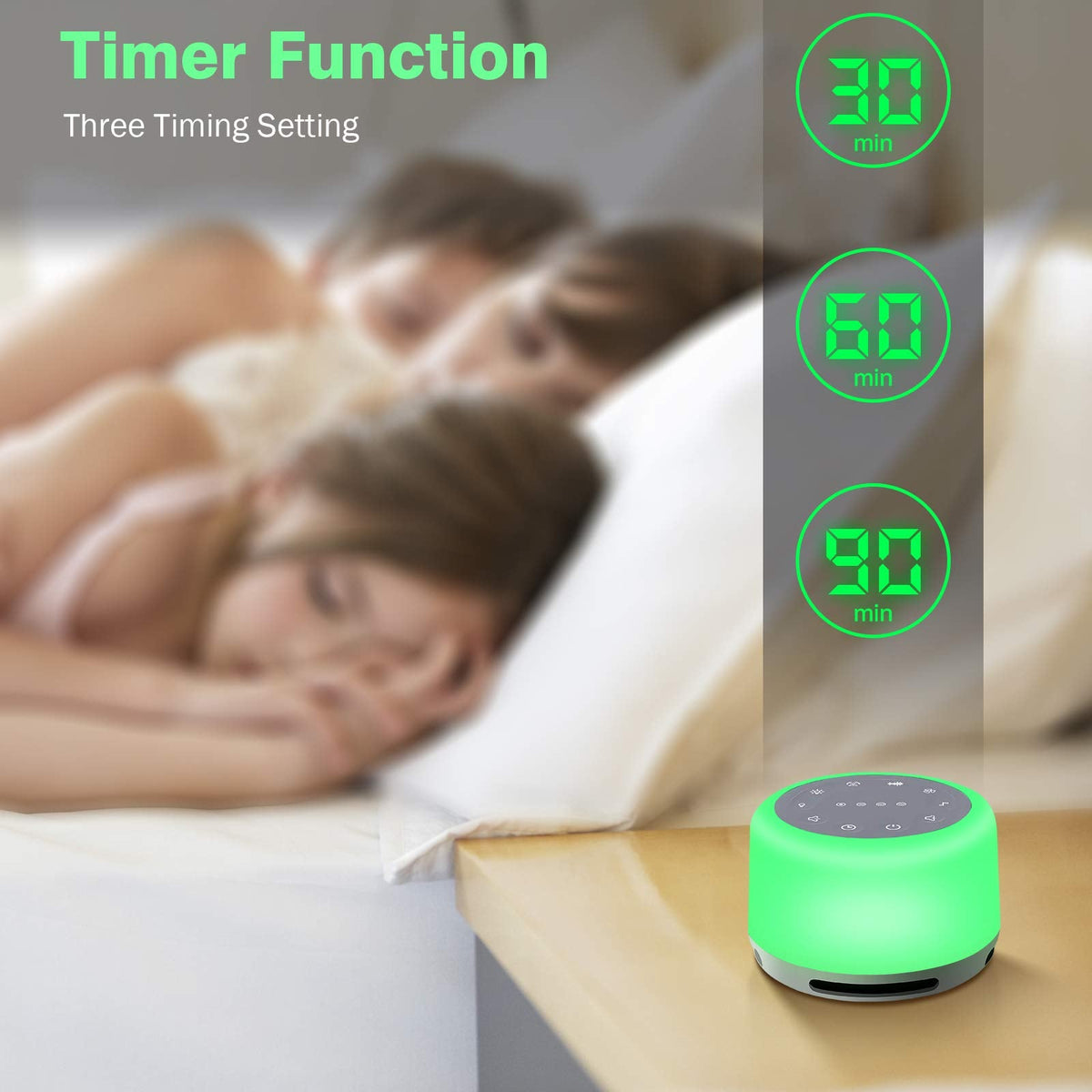 Sleep Sound Machine 24 Natural 7 Color Breathing Lights and Night Light with Timer Memory Feature Rechargeable