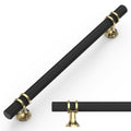 10 Pack Knurled Matte Black and Gold Cabinet Pulls 7 Inch Hole Center Kitchen Cabinet Handles for Drawer Dresser