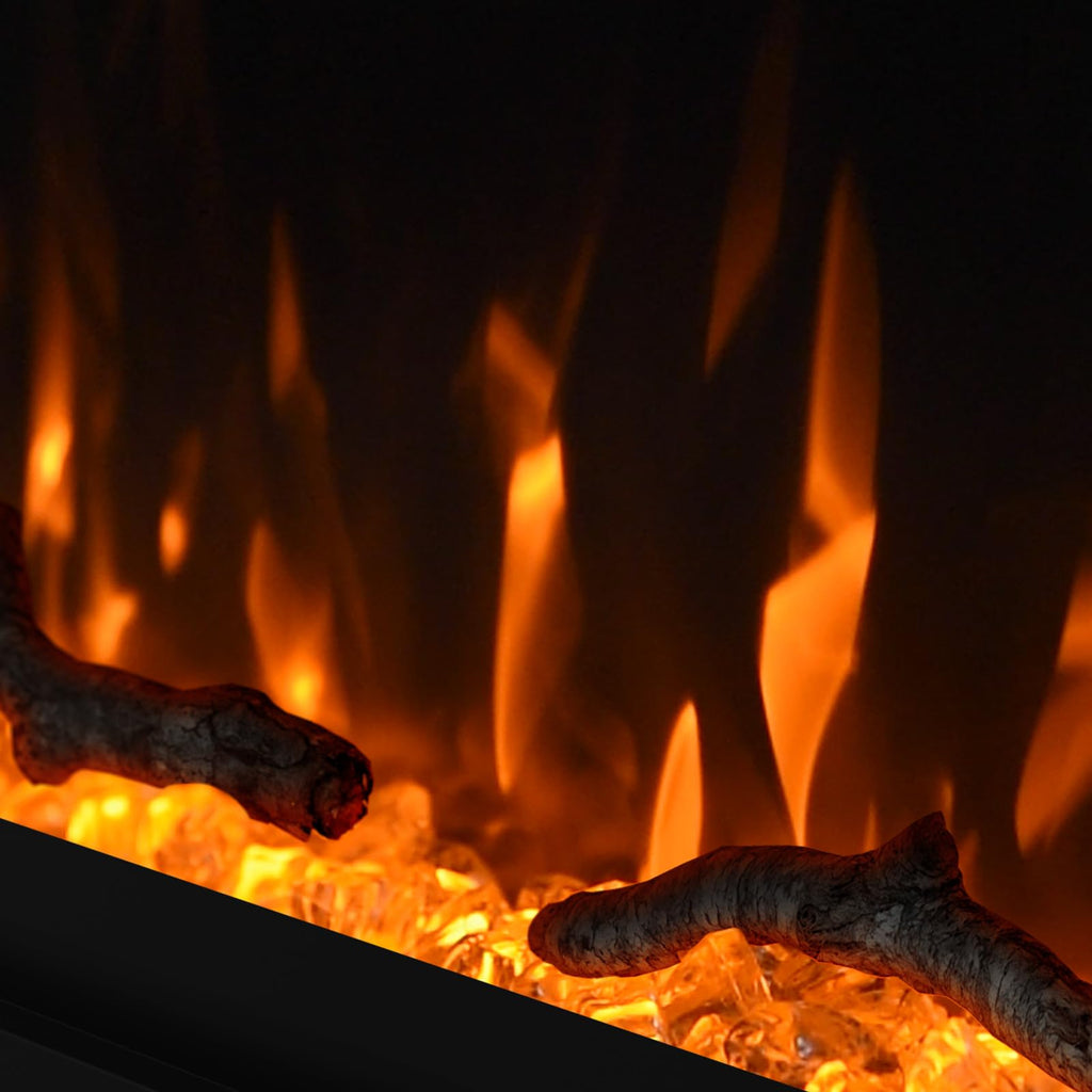 50 inch Electric Fireplace, 4.3" Ultra-Thin Electric Fireplace Inserts, Ultra-Narrow Frame, Wall Mounted and Recessed