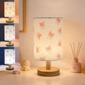 Pink Bow Bedside Table Lamp,Kids Room Decorative Lights 3 Colors Dimmable Nightstand Night Light with Flaxen Fabric