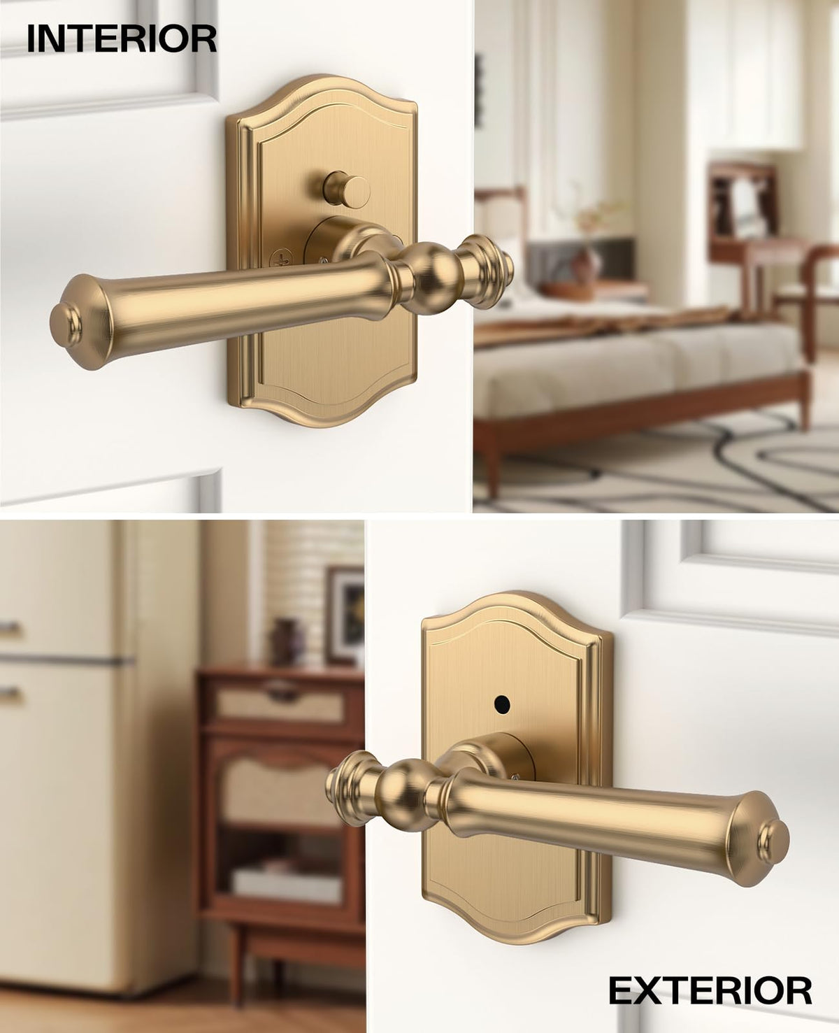 6 Pack Champagne Bronze Privacy Interior Door Handles