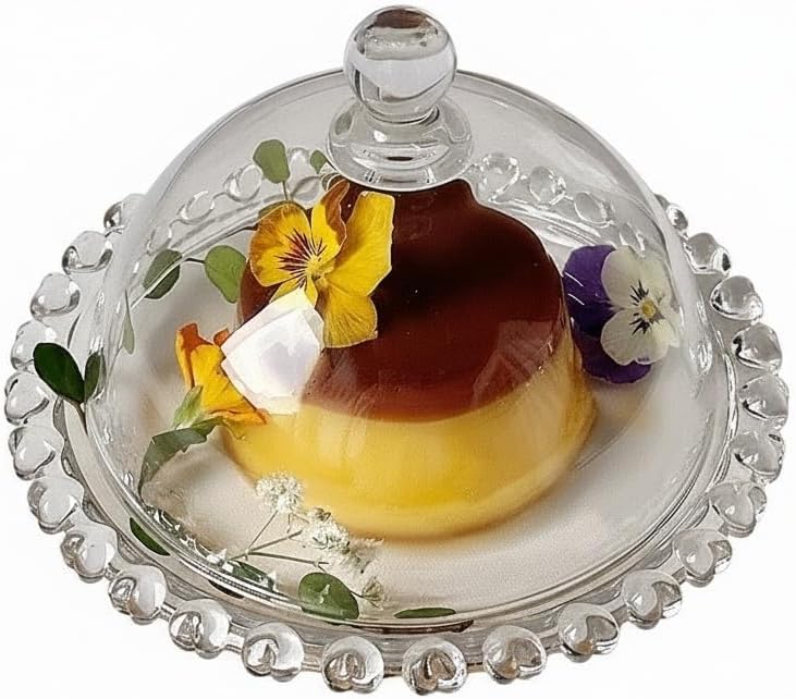 4 inch Glass Cake Stand with Dome,Small Cake Stand Dessert Serving Tray - Set of 2