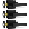 3 Pack Matte Black Door Handles, Keyless Interior Door Knobs, Privacy Door Lever Locksets Bathroom, Heavy Duty Square