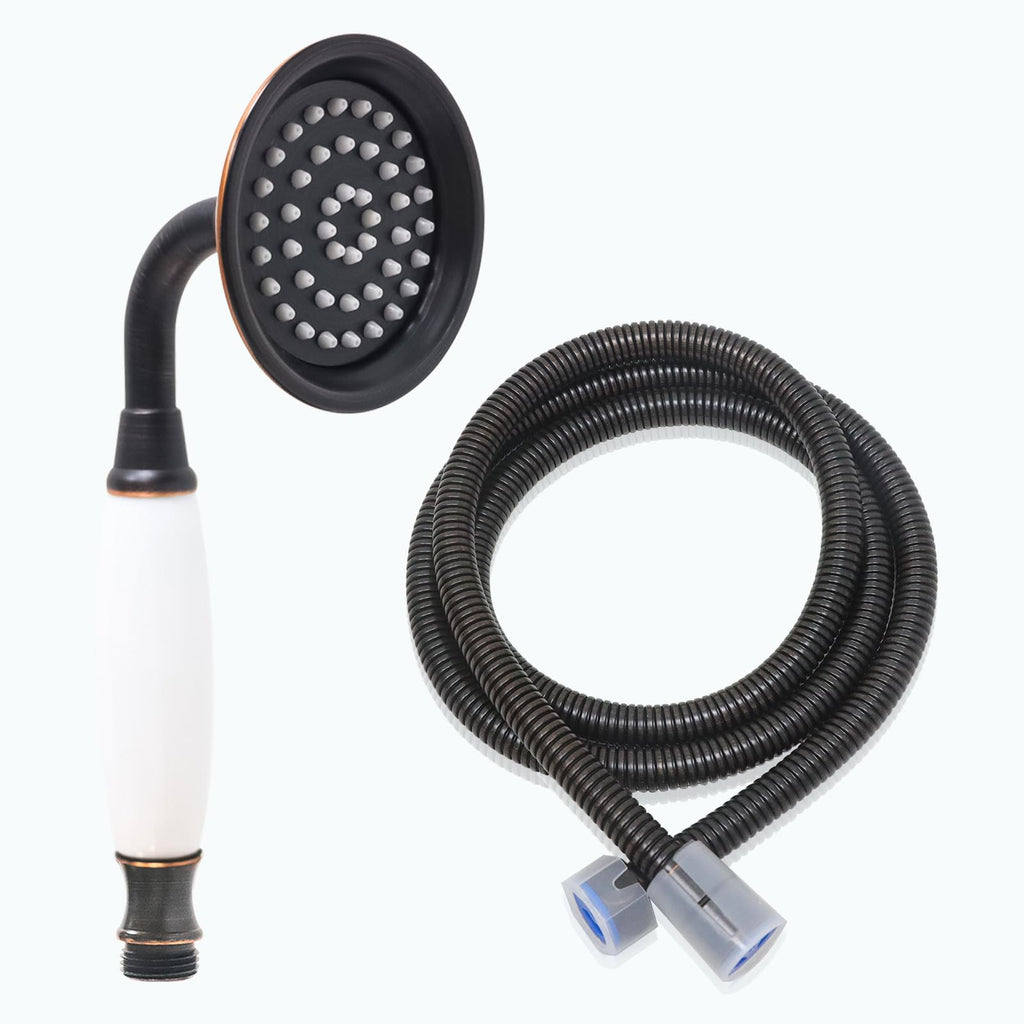 Vintage Hand-held Shower Rain Sprayer Telephone Shaped Ceramic Shower Head with 59 Inch Hose (Oil Rubbed Bronze)