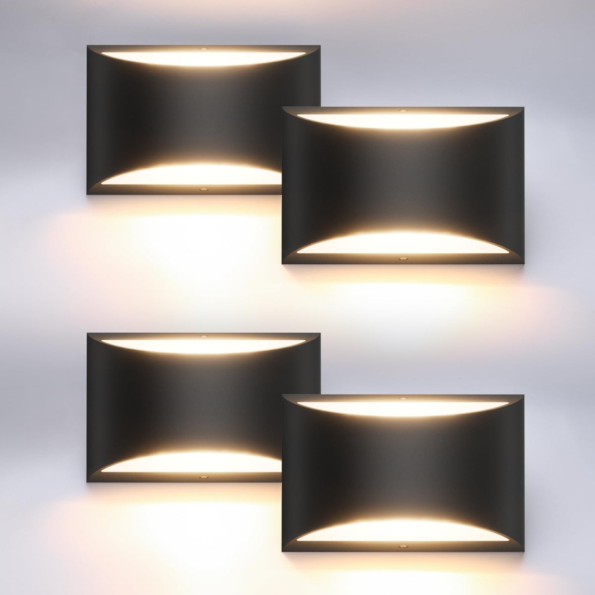 4 Pack Black Modern LED Wall Sconce Hardwired Indoor Wall Lights Up and Down Wall Mount Light Bedroom Hallway