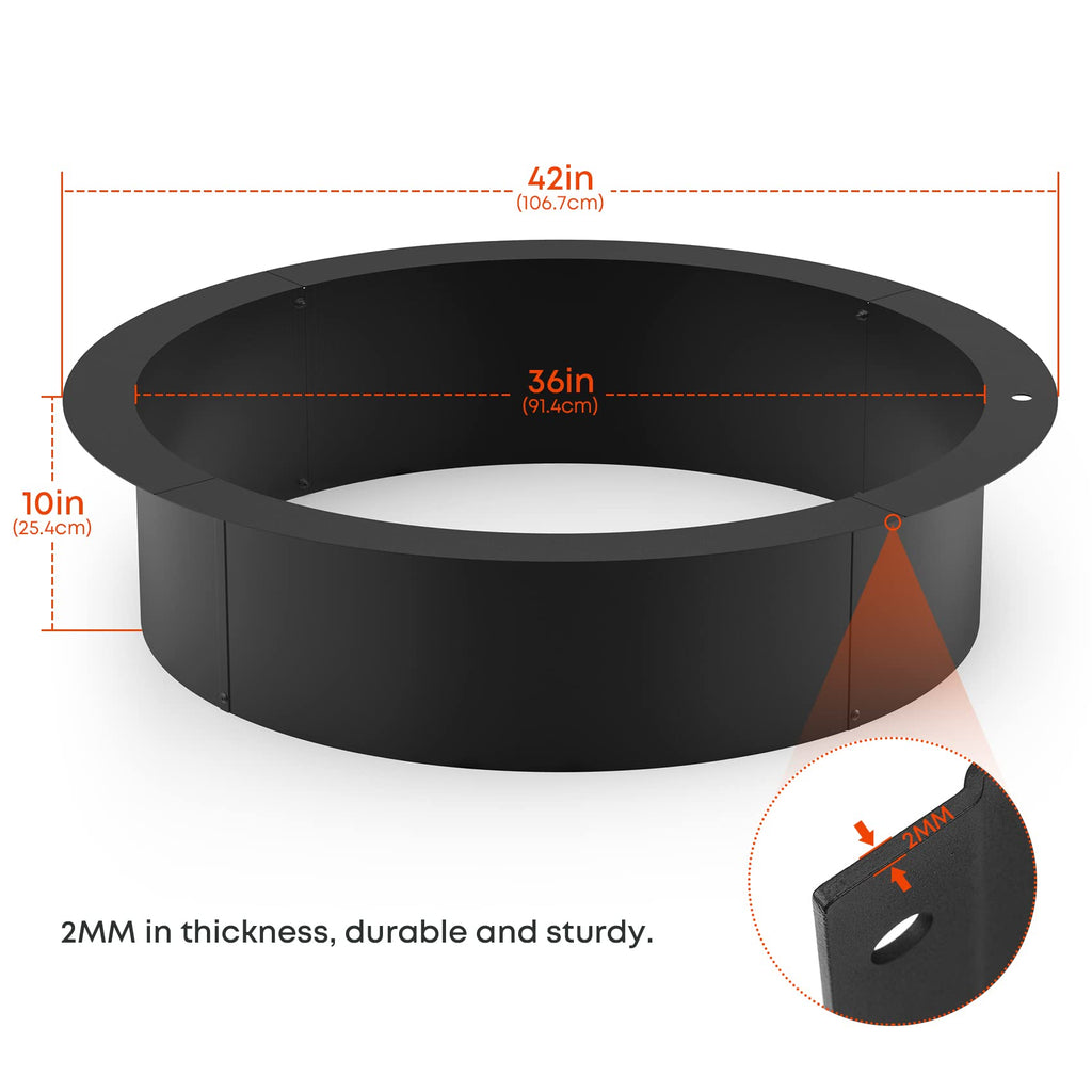 36" Fire Pit Ring Insert for Wood Burning Fire Pit