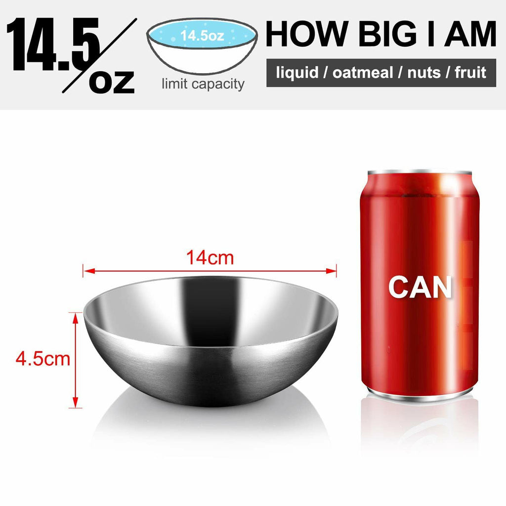 Stainless Steel Bowls for Kids, 18/8 Stainless Steel Toddler Bowl, BPA-Free, Durable & Easy Clean, 4 Pack - 14.5 oz