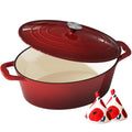 Enameled Cast Iron Dutch Oven, 9.3QT Pot with Lid, Cherry Red