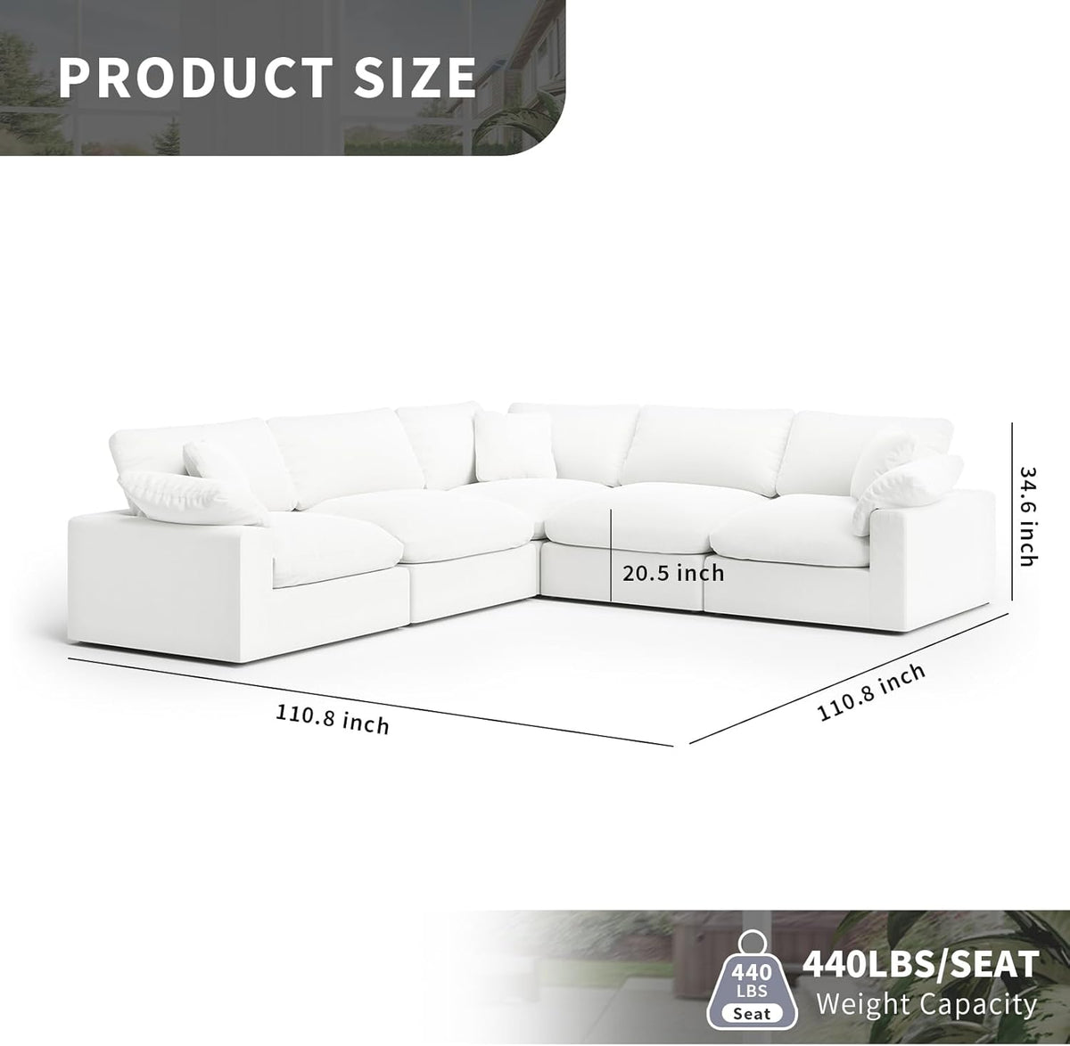 Cloud Modular Sectional Sofa, Oversized Convertible Modular Cloud Couch, Down Feather Filled Sectional Sofa Comfy Upholstered Deep Seat Couches for Living Room, Sofa Covers Washable & Replaceable