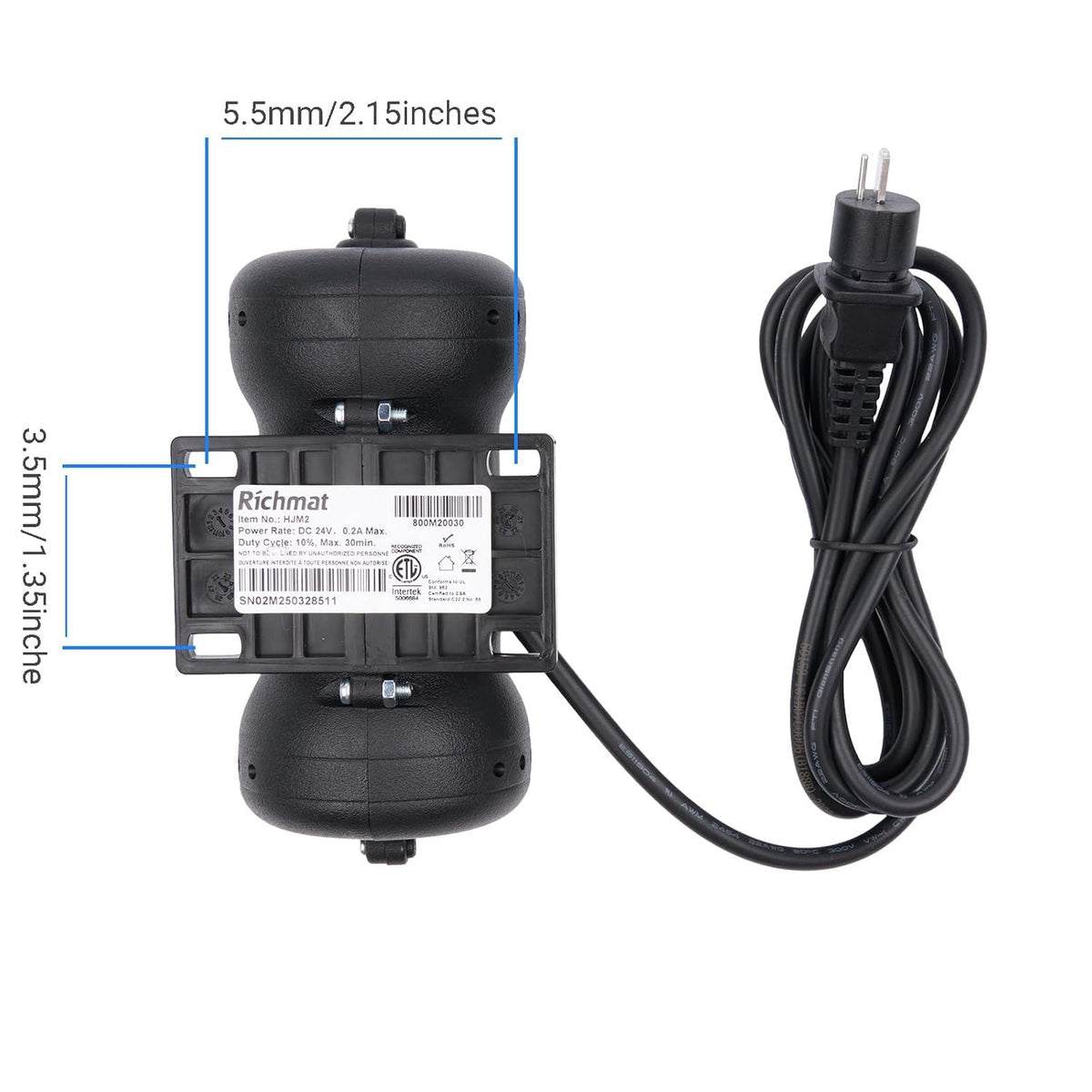 Metal 2-Pin Plug HJM2/HJM8 Massage Motor for Adjustable Bed Bases Vibration Motor Works for Head and Foot