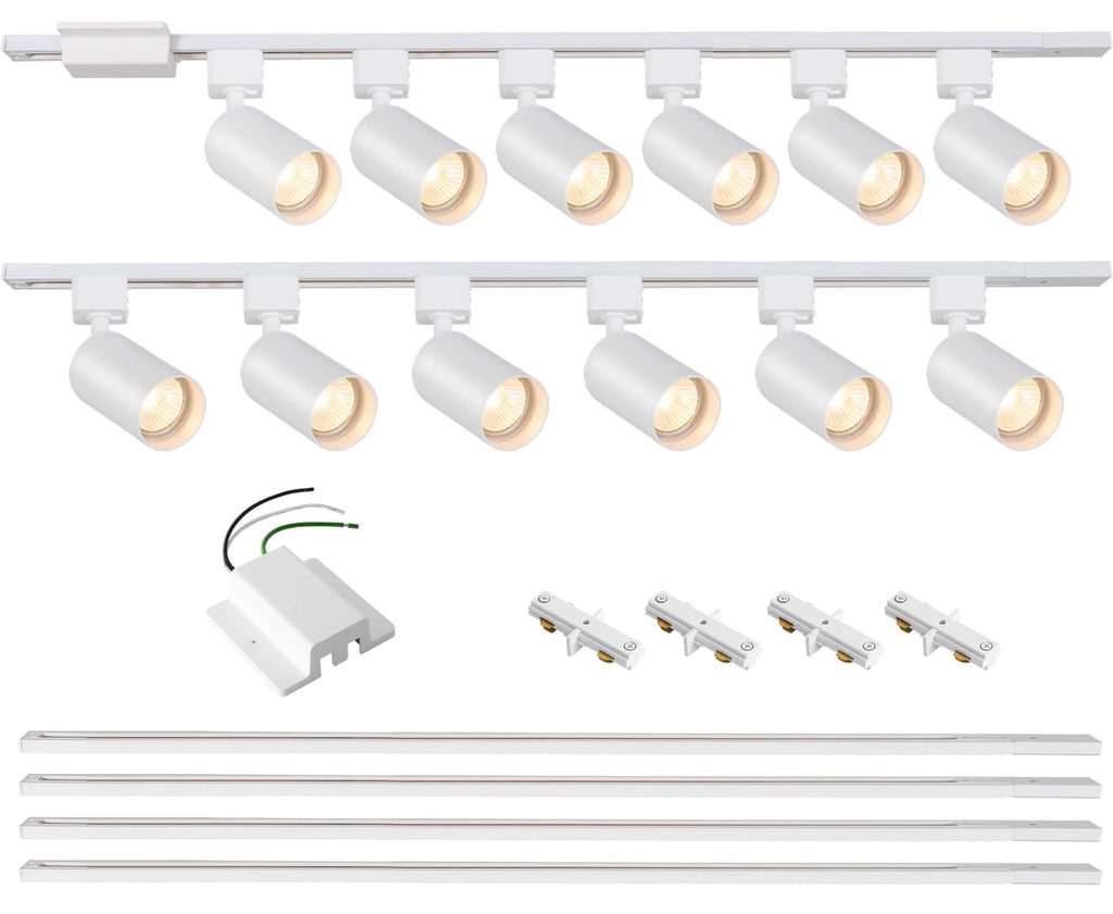 12 Lights LED Track Lighting Kit with 13FT H Track Lighting Rails & Floating Canopy Connector, GU10 Track Light Kit