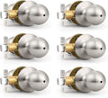Brushed Nickel Door Knob Without Key Privacy Door Knob Bedroom/Bathroom Door Knobs Interior Keyless Door Knobs 6 Pack