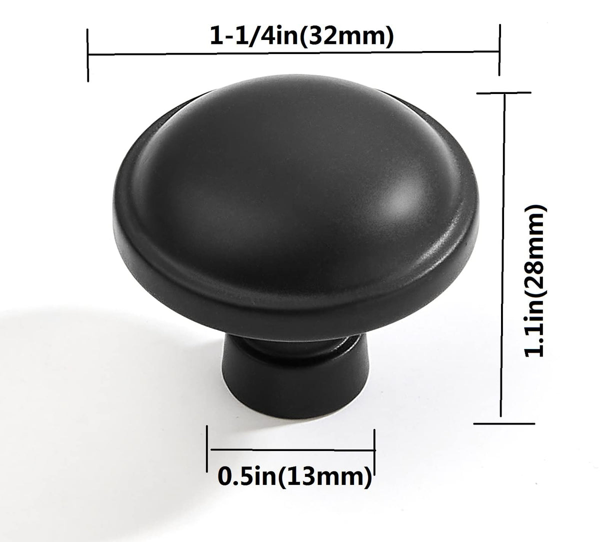 10 Pack 1-1/4 Inch Matte Black Cabinet Knobs Solid Round Dresser Knobs Drawer Knobs Simple Cabinet Hardware for
