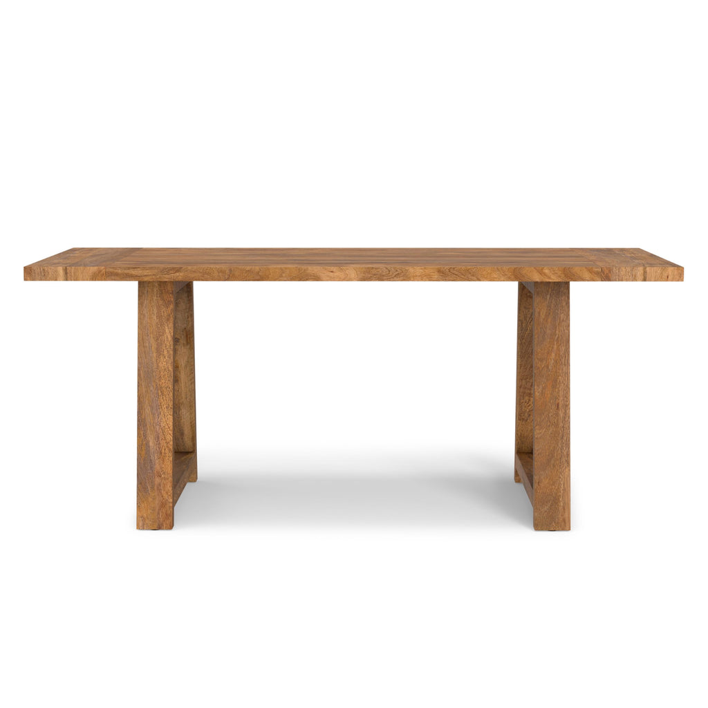 Whitley 72" Wide Solid Mango Wood Dining Table in Burnt Wax