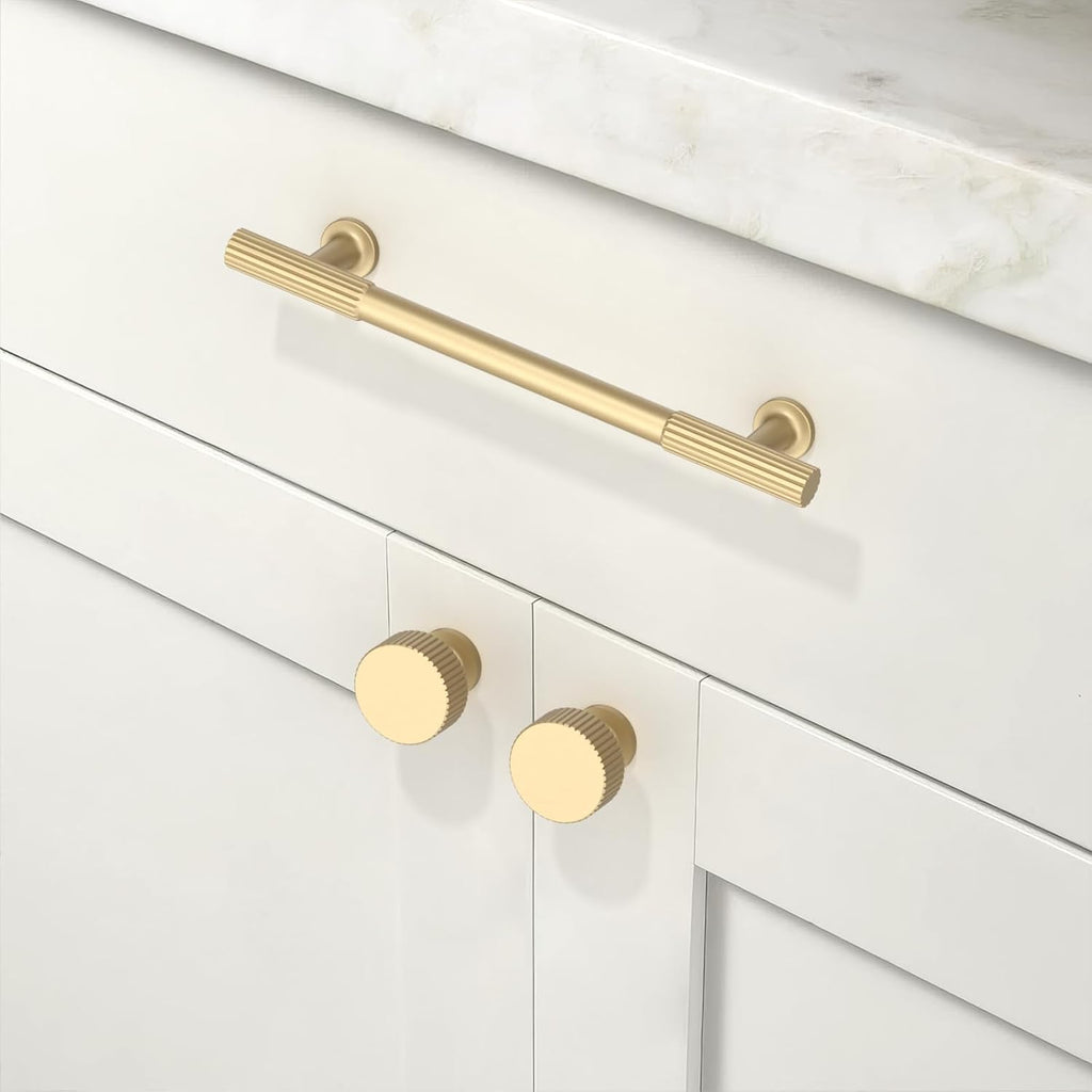 5 Pack Brushed Gold Cabinet Pulls 5 Inch(128mm) Kitchen Cabinet Handles Cabinet Hardware for Drawer Pulls