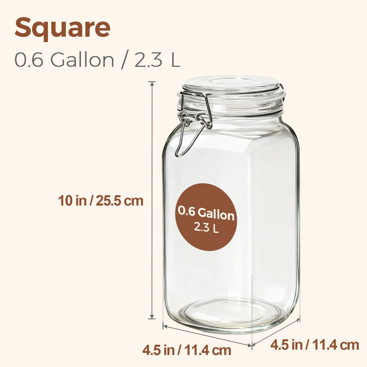 Large Square Glass Jars with Airtight Lids 78 oz 3 Pack Wide Mouth