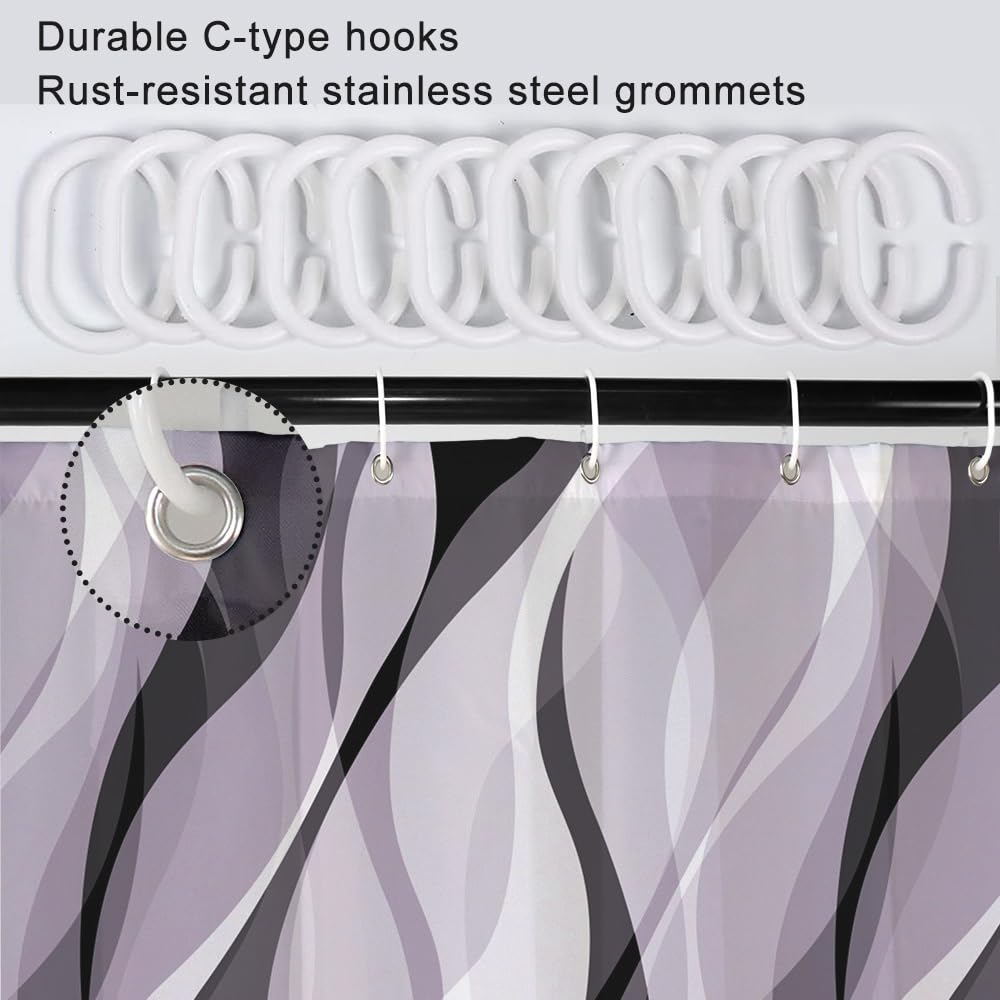 Stall Shower Curtain, Lavender Striped Small RV Curtain 48x72 Inch